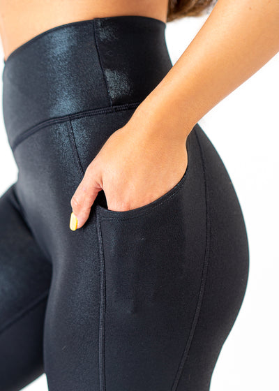 Shimmer Leggings With Pockets | Black
